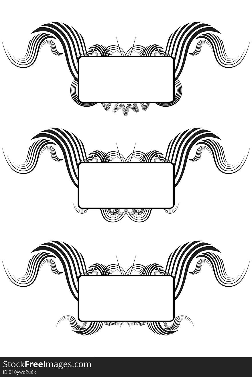 Three types of an abstract black and white vector Panel. Three types of an abstract black and white vector Panel.