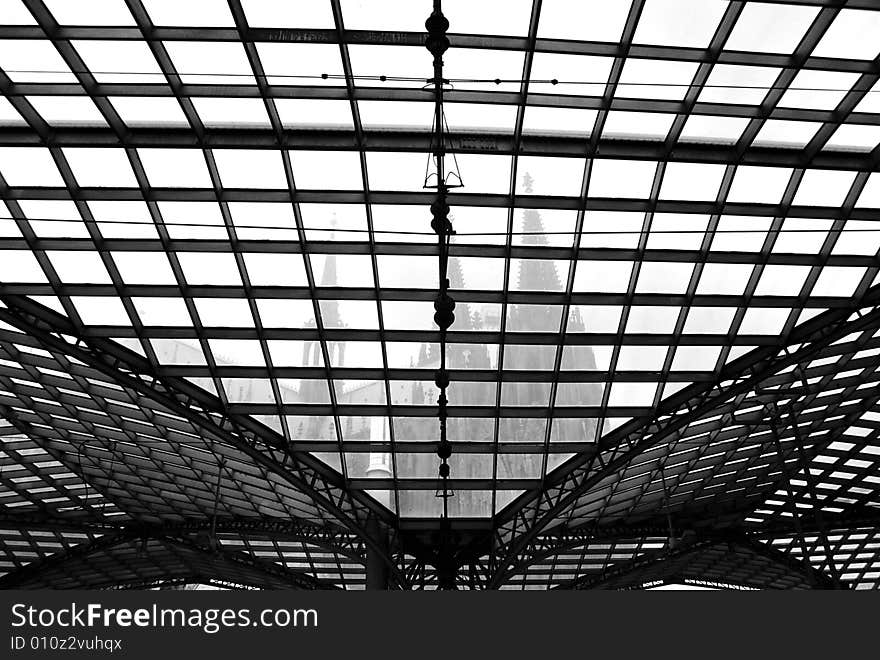 Cologne cathedral through transparent roof