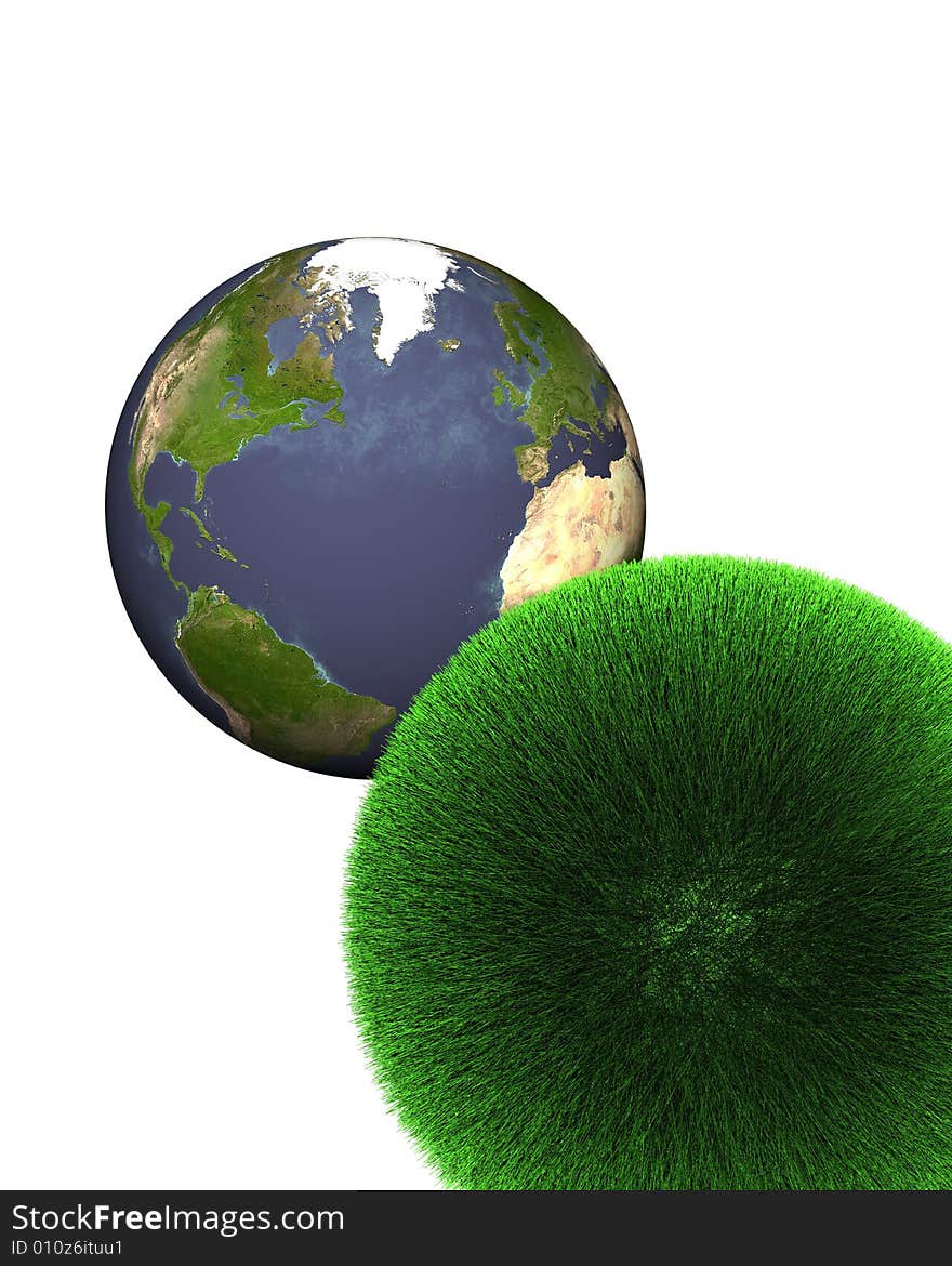 Sphere of grass with earth