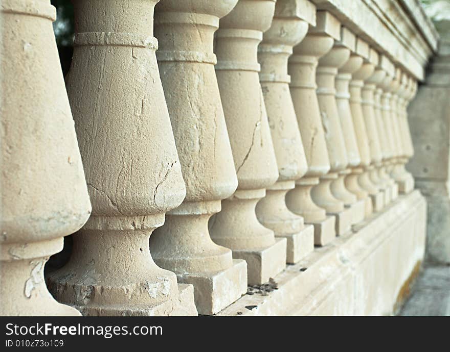 Old stone  wall with columns. Old stone  wall with columns