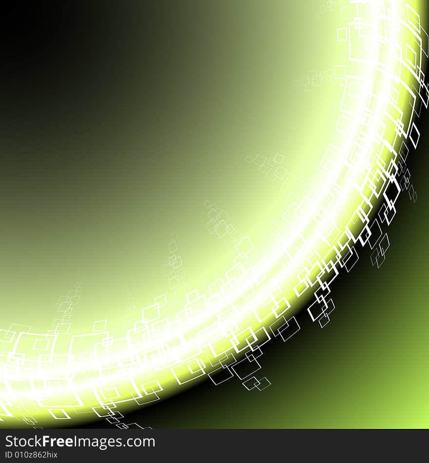 Vector illustration of a fluorescent business or technology abstract background in glowing green color. Vector illustration of a fluorescent business or technology abstract background in glowing green color.