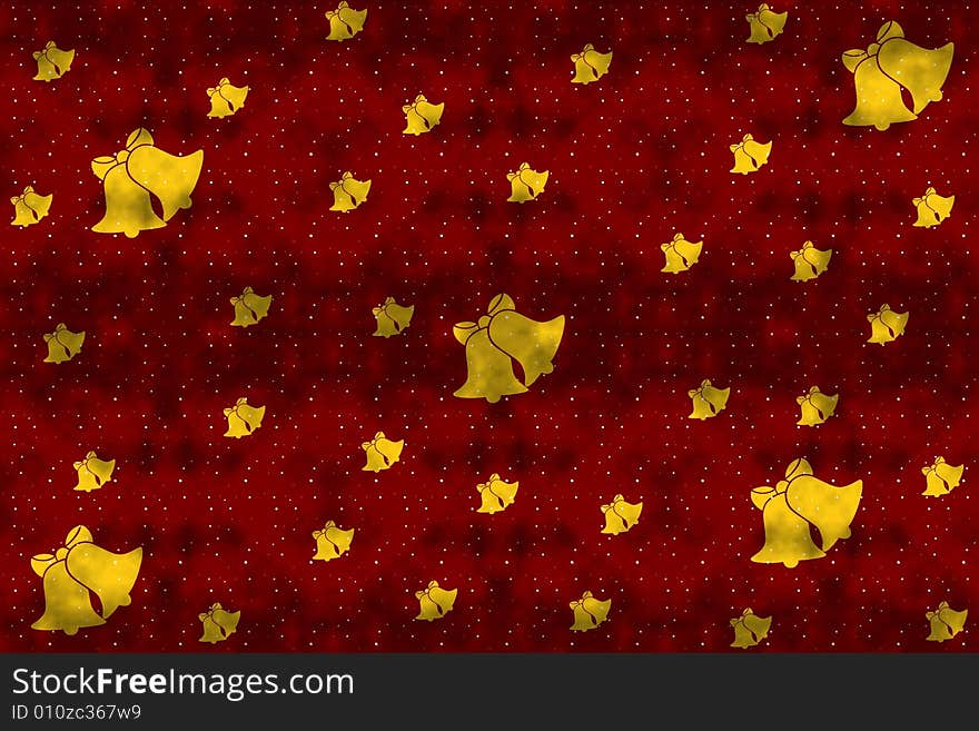 A funny background in red with bells yellow