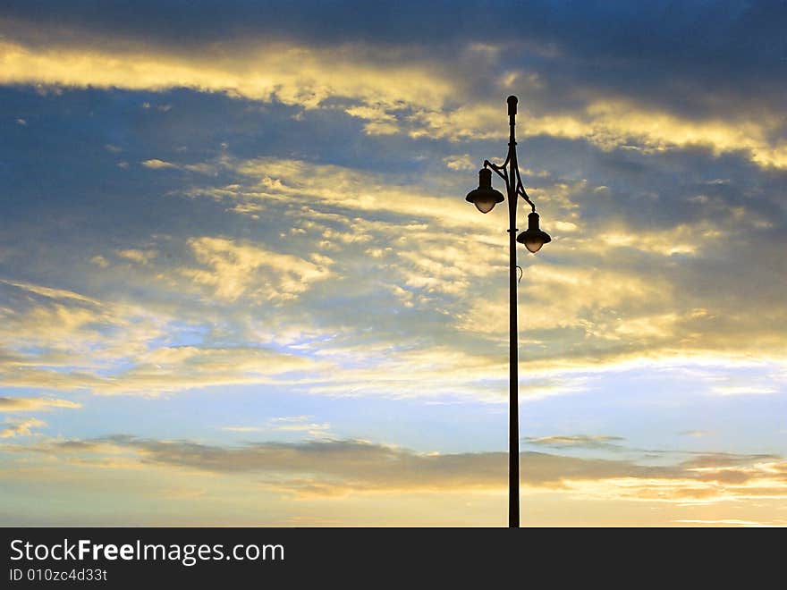 City Lantern In Sunset