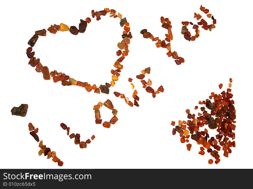 Inscription on light background is executed bit of the untilled sea amber