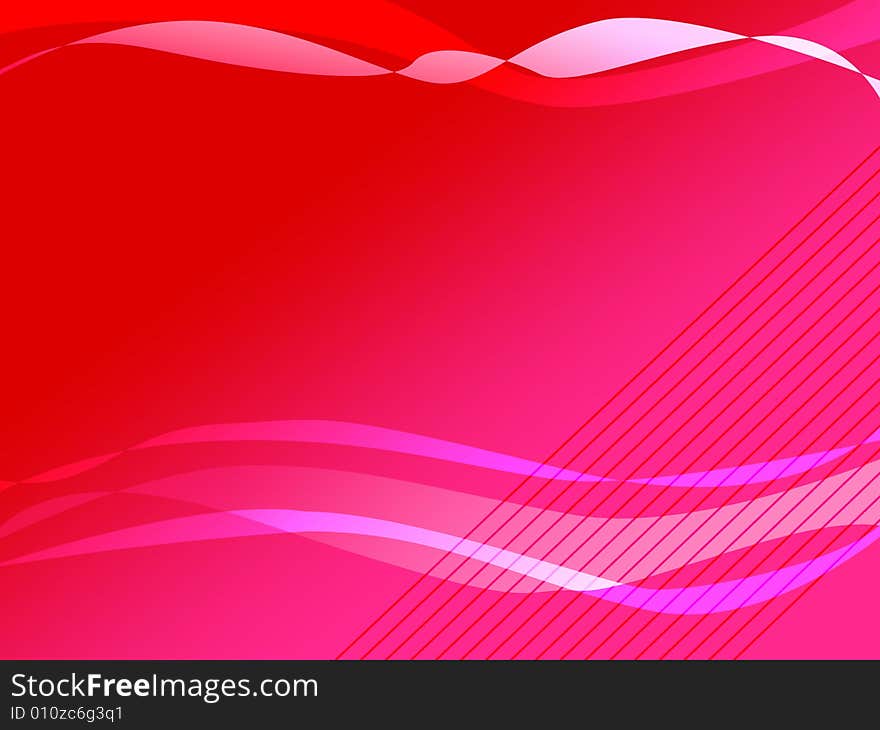 Abstract image of red and pink ribbons flowing in space. Abstract image of red and pink ribbons flowing in space