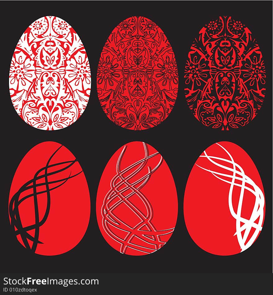 Ornamental  red and white eggs