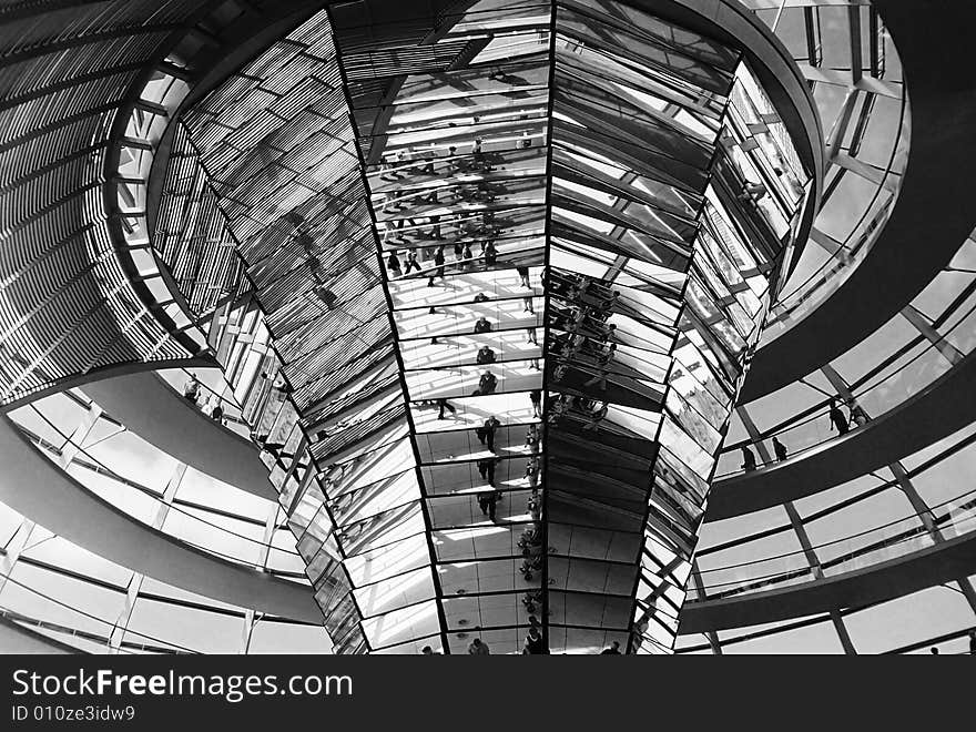 Glass dome of Reichstag in Berlin, Germany from inside. Glass dome of Reichstag in Berlin, Germany from inside