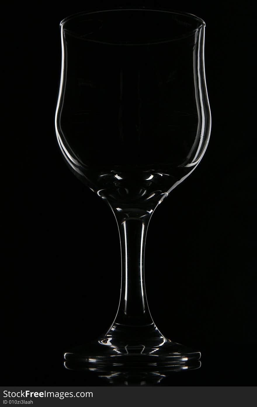 Empty wineglass in the studio