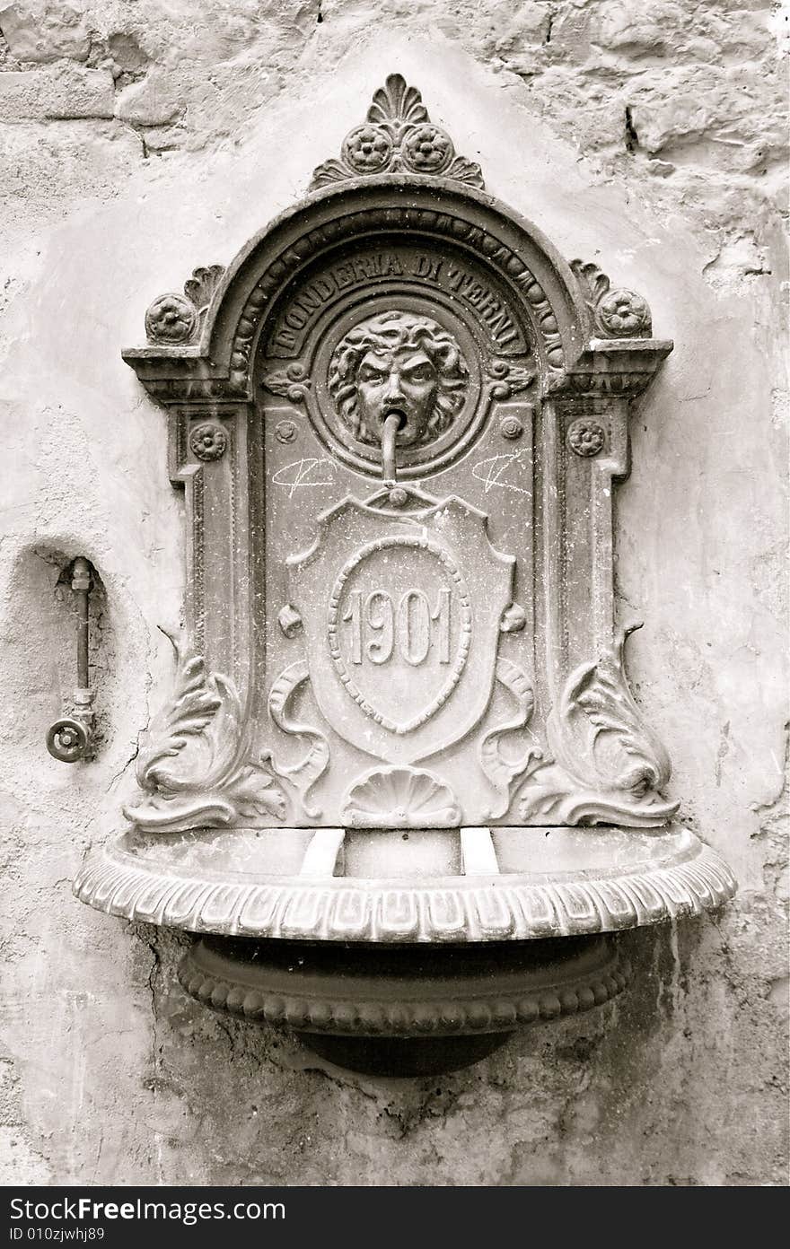 Detail of old fountain of Spoleto