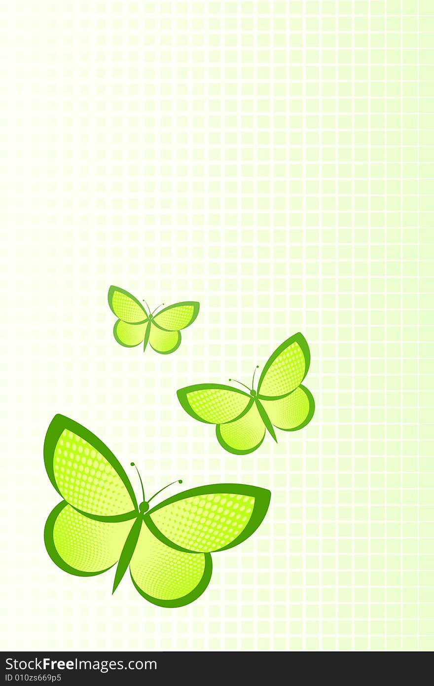 Vector illustrarion of three butterflies