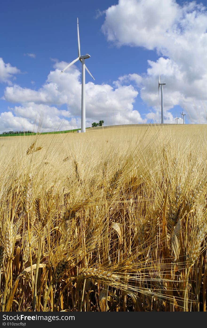 Windfarm in the Lauragais field, in France. Windfarm in the Lauragais field, in France