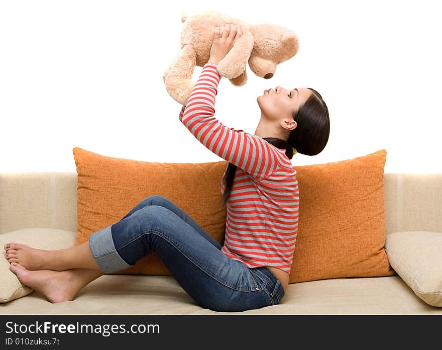 Woman with teddybear