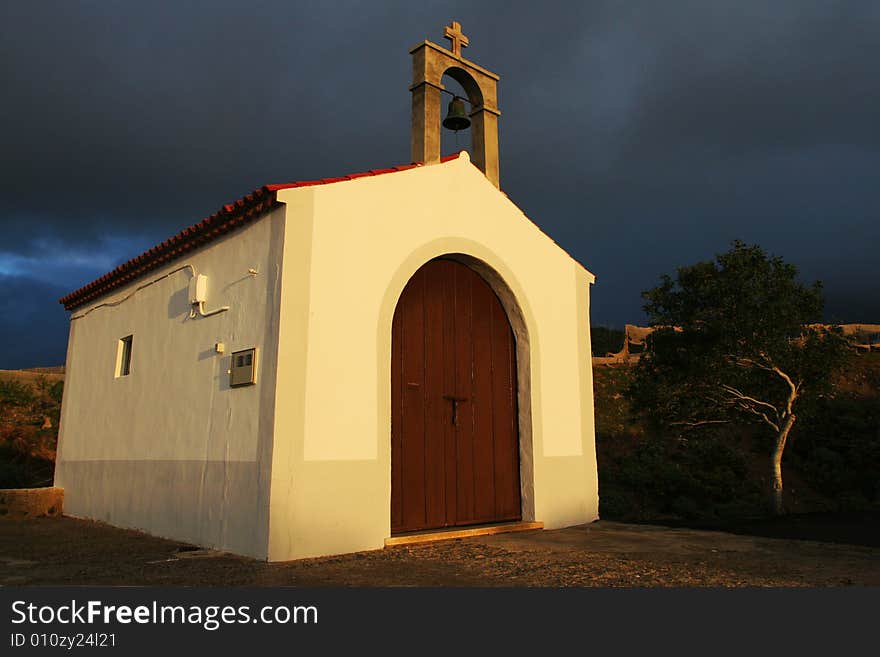 Small chapel at the sunset