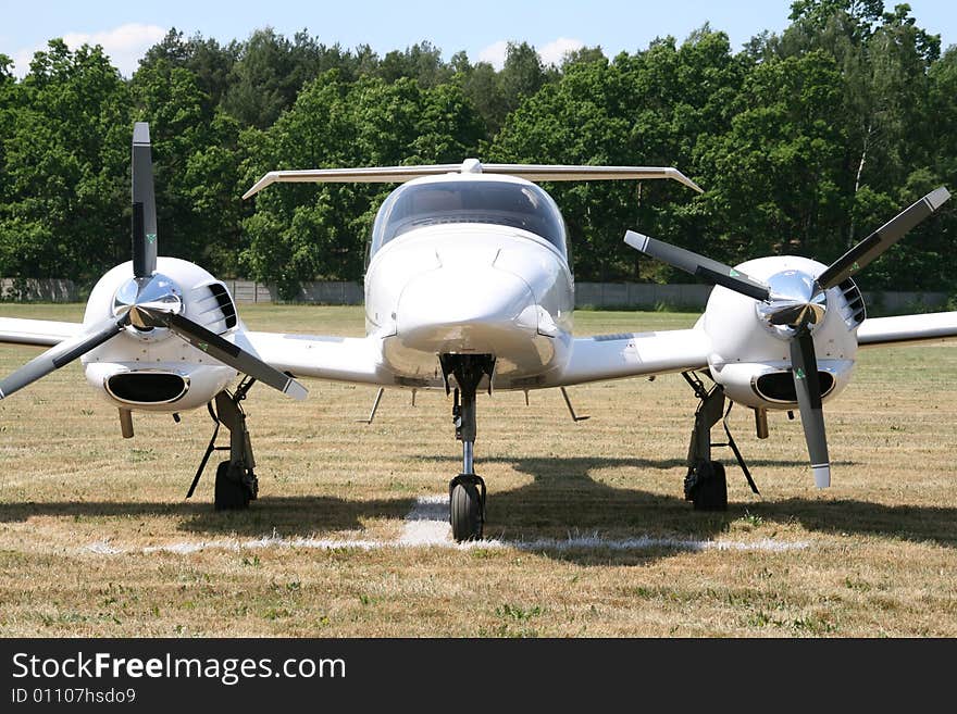 White ship of aero on the grass. White ship of aero on the grass