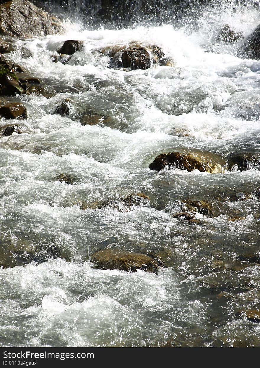 A beautiful small mountain river in Gardena valley