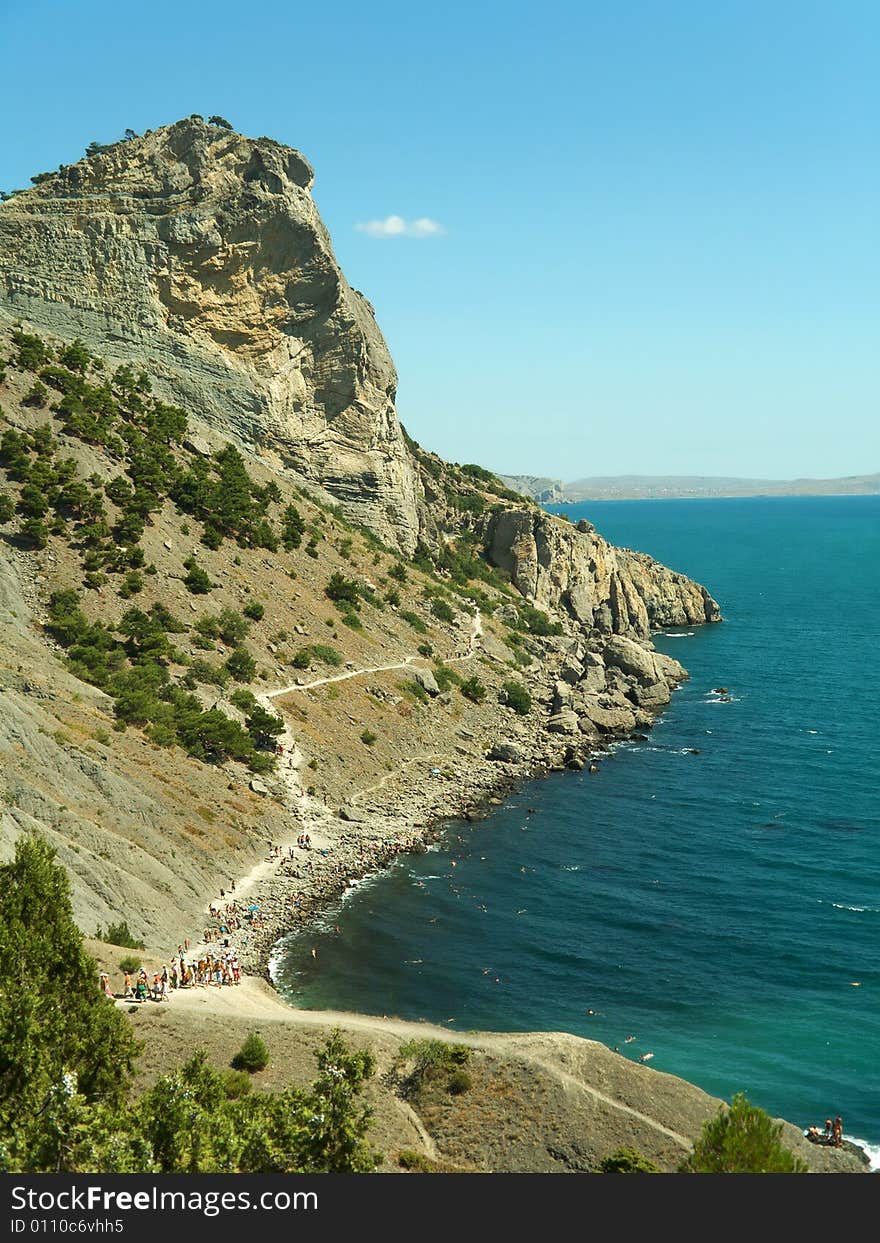 Rock and sea in Crimea, abstract nature landscape