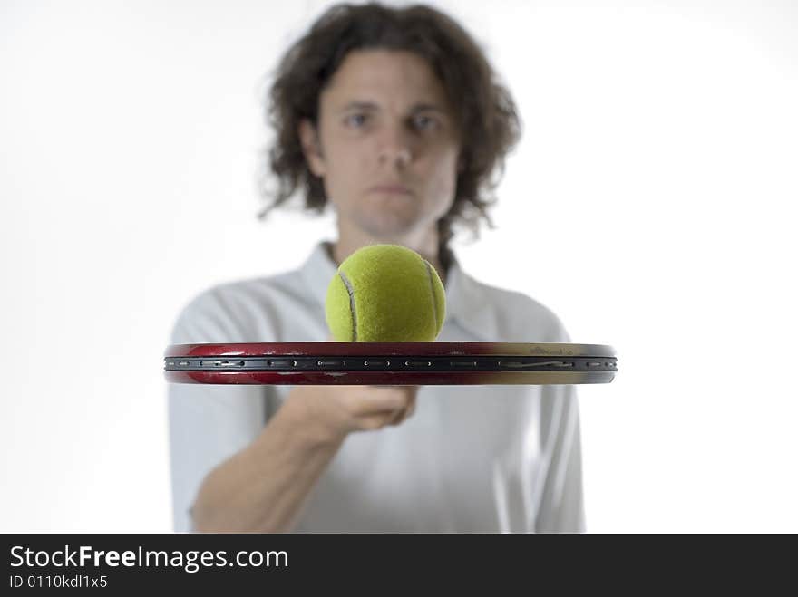 Man Holding a Tennis Racket - Horizontal