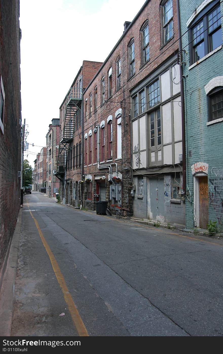 A back alley in a southern city. A back alley in a southern city