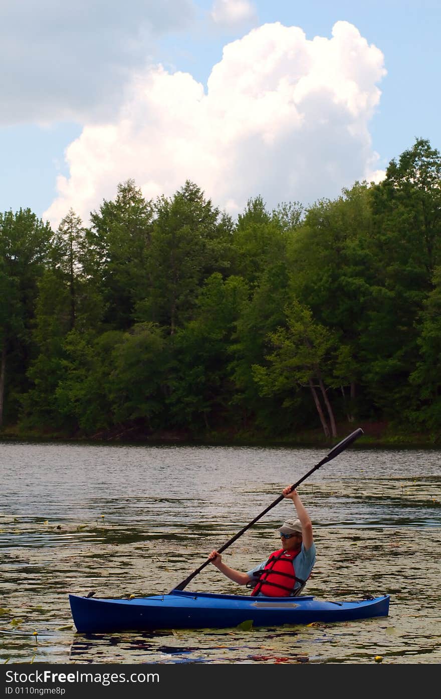 Kayaking on pond