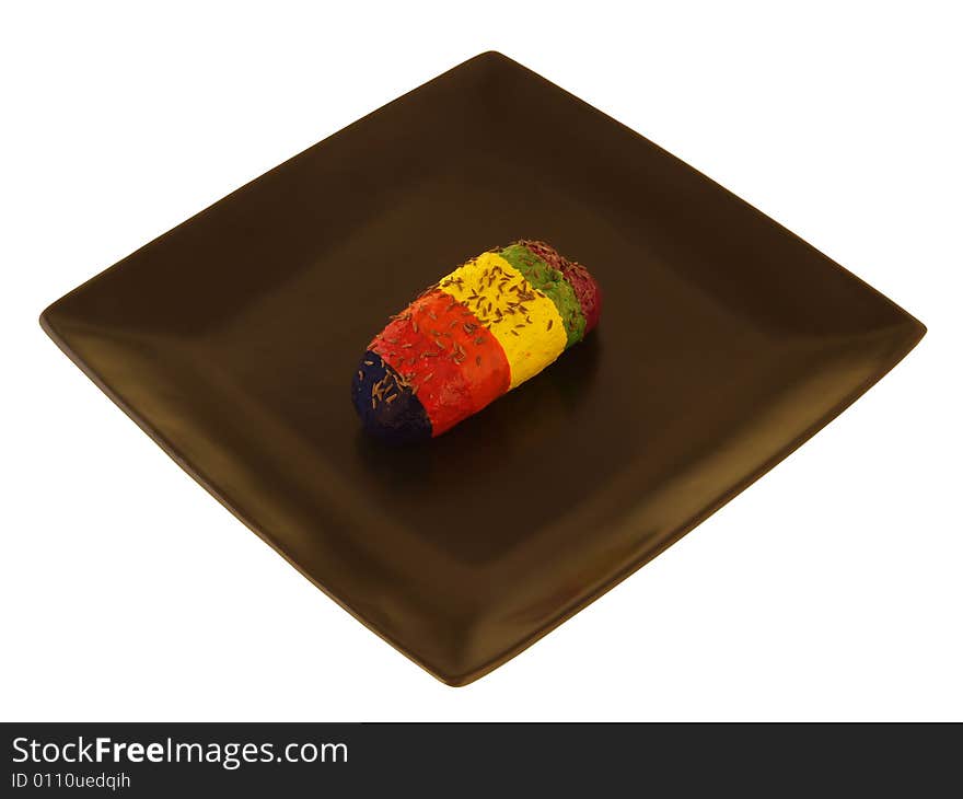 Colourful bread on the ceramic plate. Colourful bread on the ceramic plate