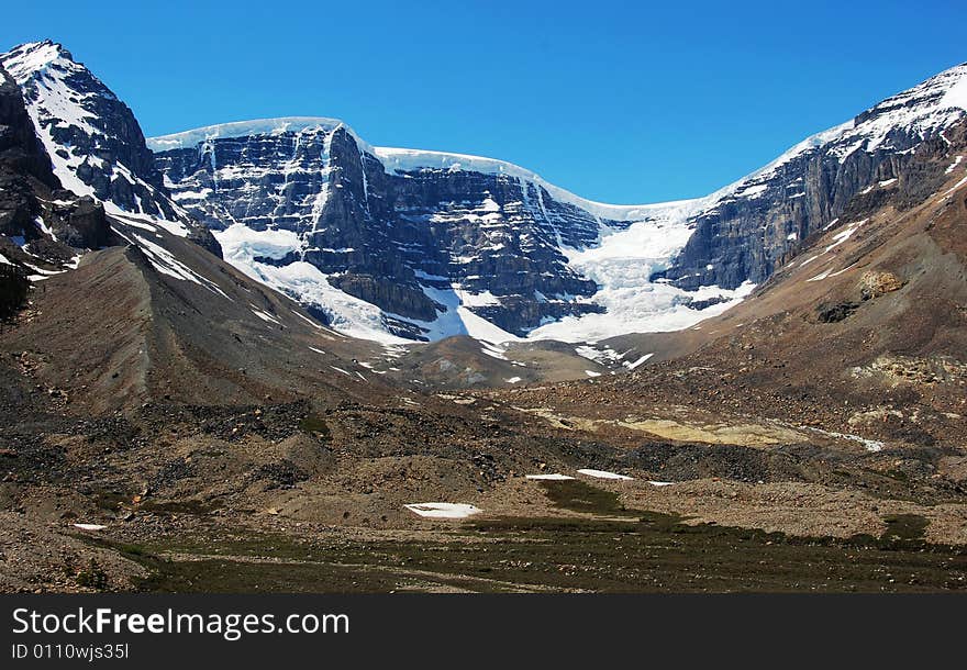 Snow mountain near Columbia Glacier in Rockies Icefield National Park