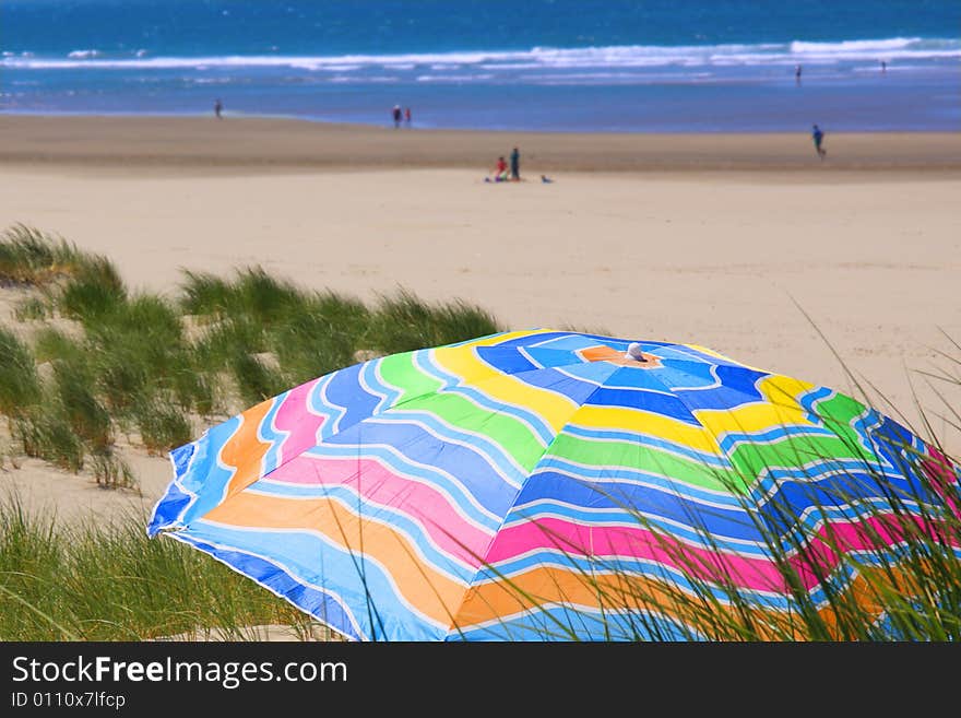 Colorful Umbrella On The Beach