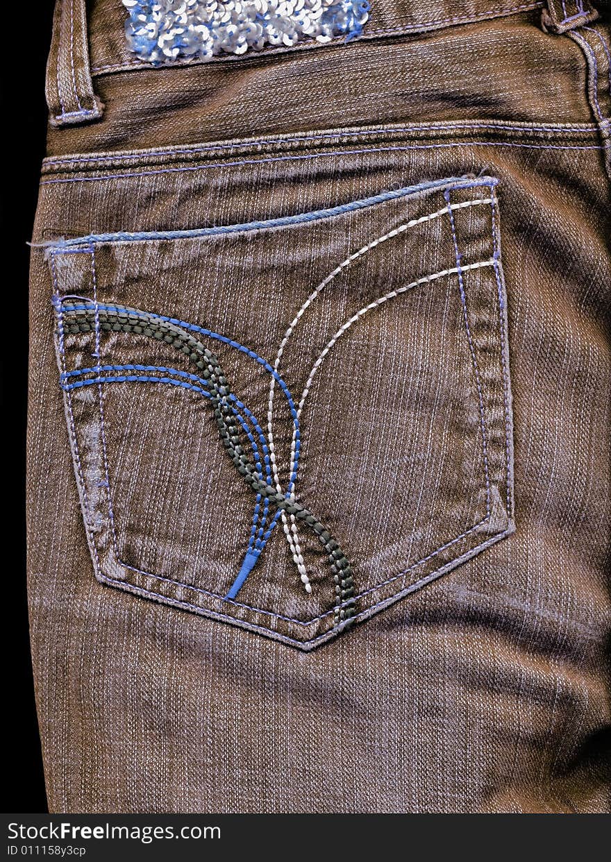 Vintage jean pocket with pattern to background