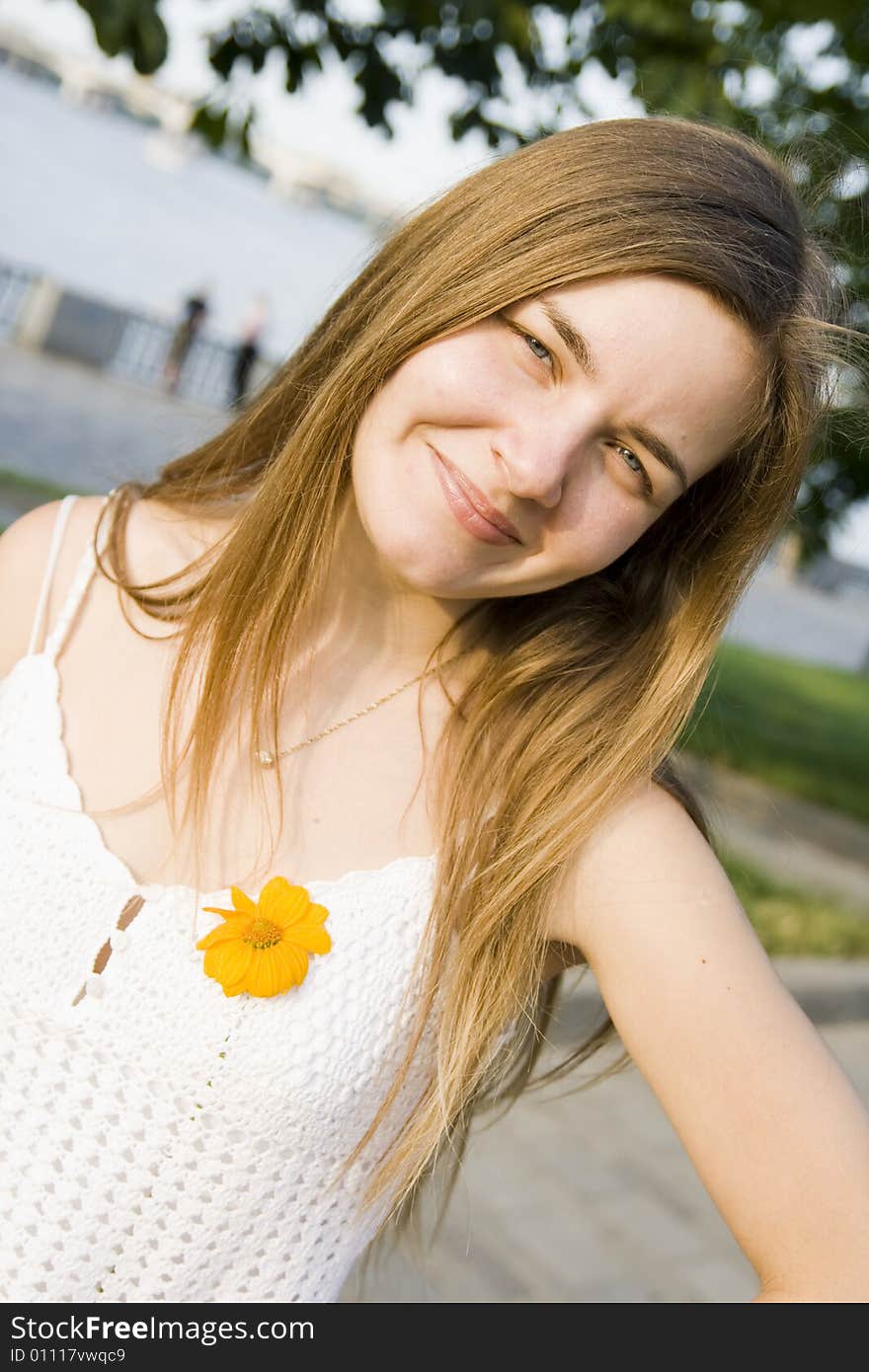 Portrait of beautiful girl outdoor