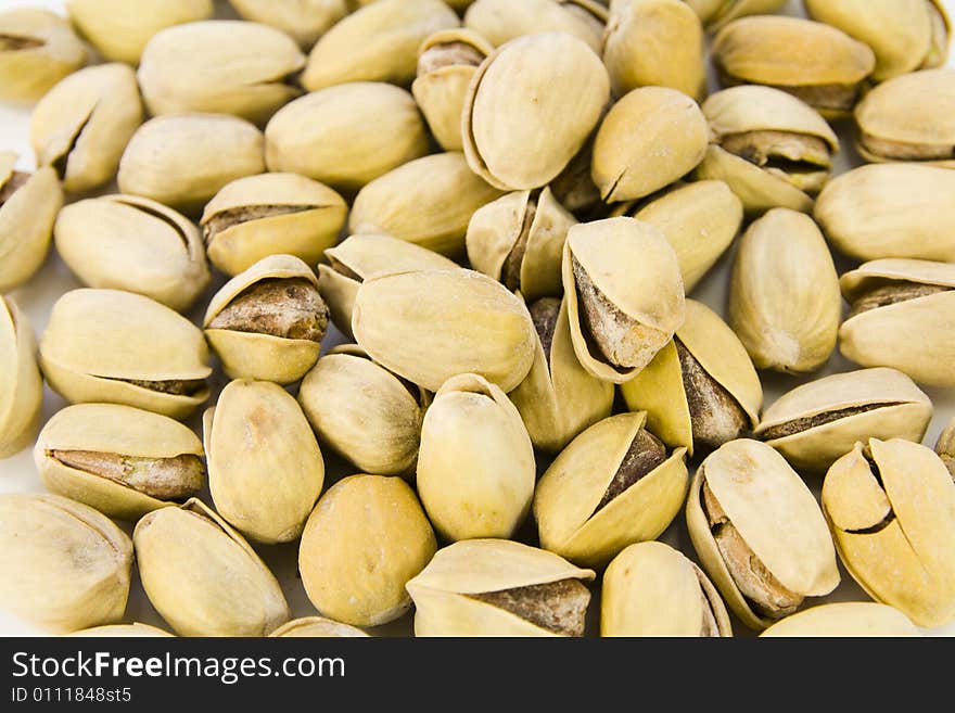 Background of some opened pistachio