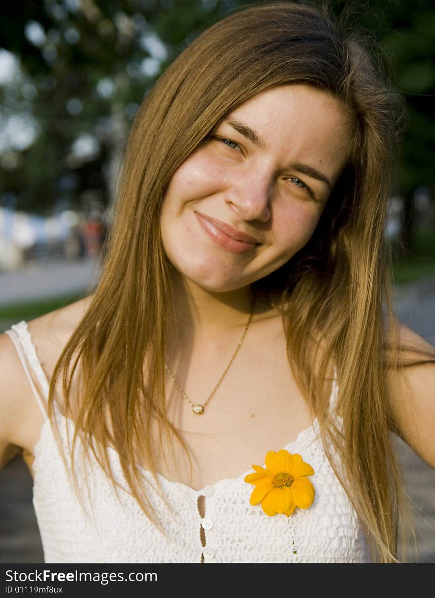 Portrait of beautiful girl outdoor