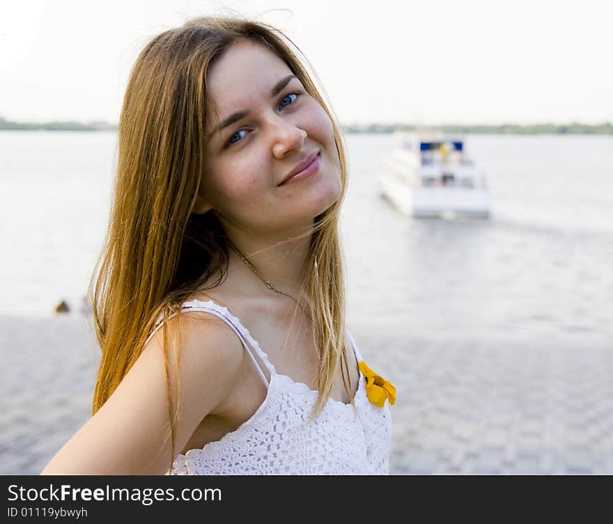 Portrait of beautiful smiling girl outdoor