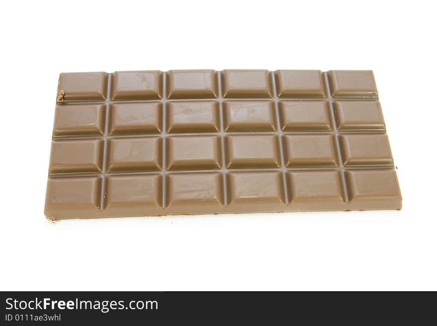 Block of chocolate isolated on white