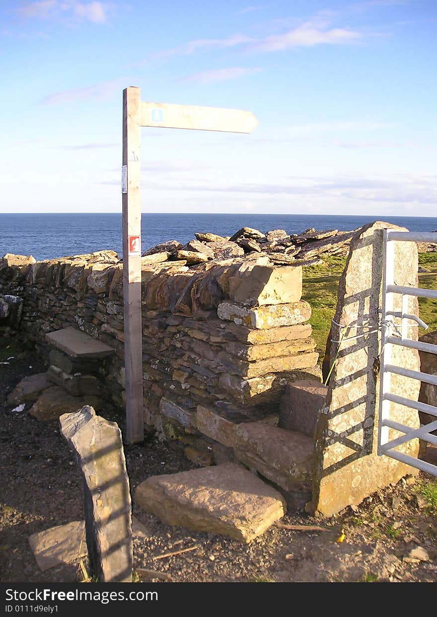 Footpath leading along the coast from the Trinkie near Wick in Caithness