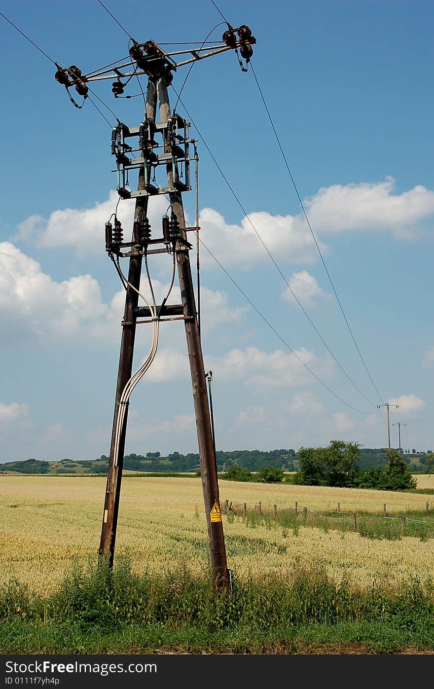 Power supply line in rural environment