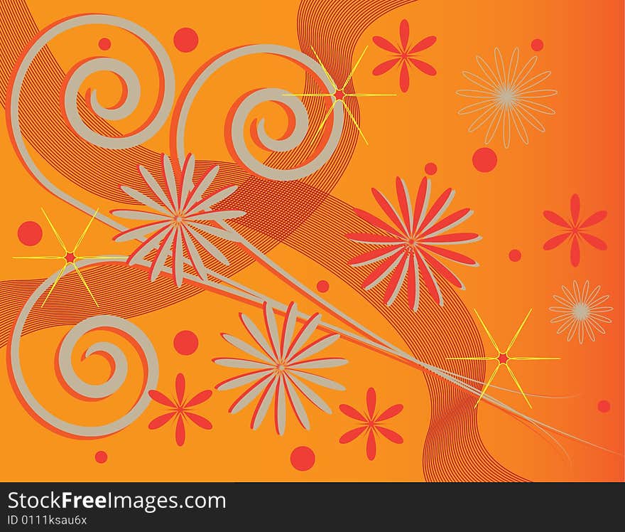 Staffs Resembling Shepherd's Hooks are Featured in an Abstract Floral Background Illustration. Staffs Resembling Shepherd's Hooks are Featured in an Abstract Floral Background Illustration.