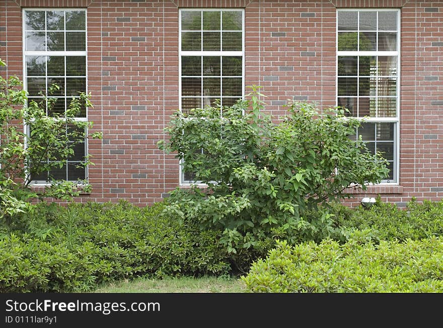 Window of country villa, detailed architecture feature.