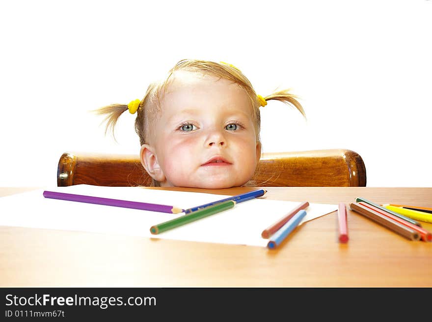 Girl and pencils