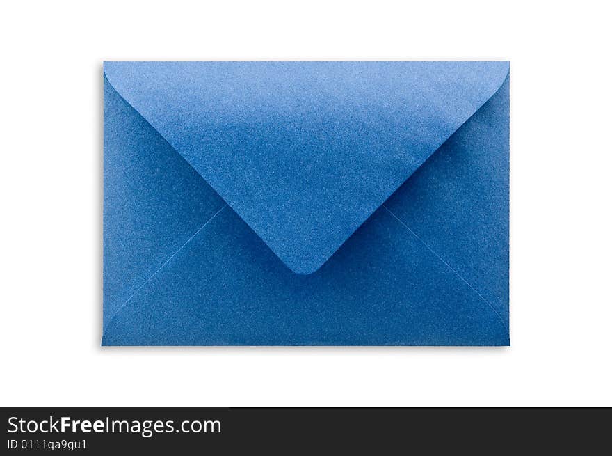 Blue envelope on white background, close up, studio shot, clipping path. Blue envelope on white background, close up, studio shot, clipping path.