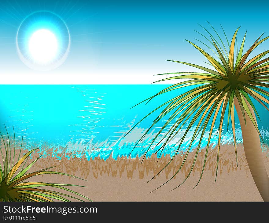 Sun on the beach illustration