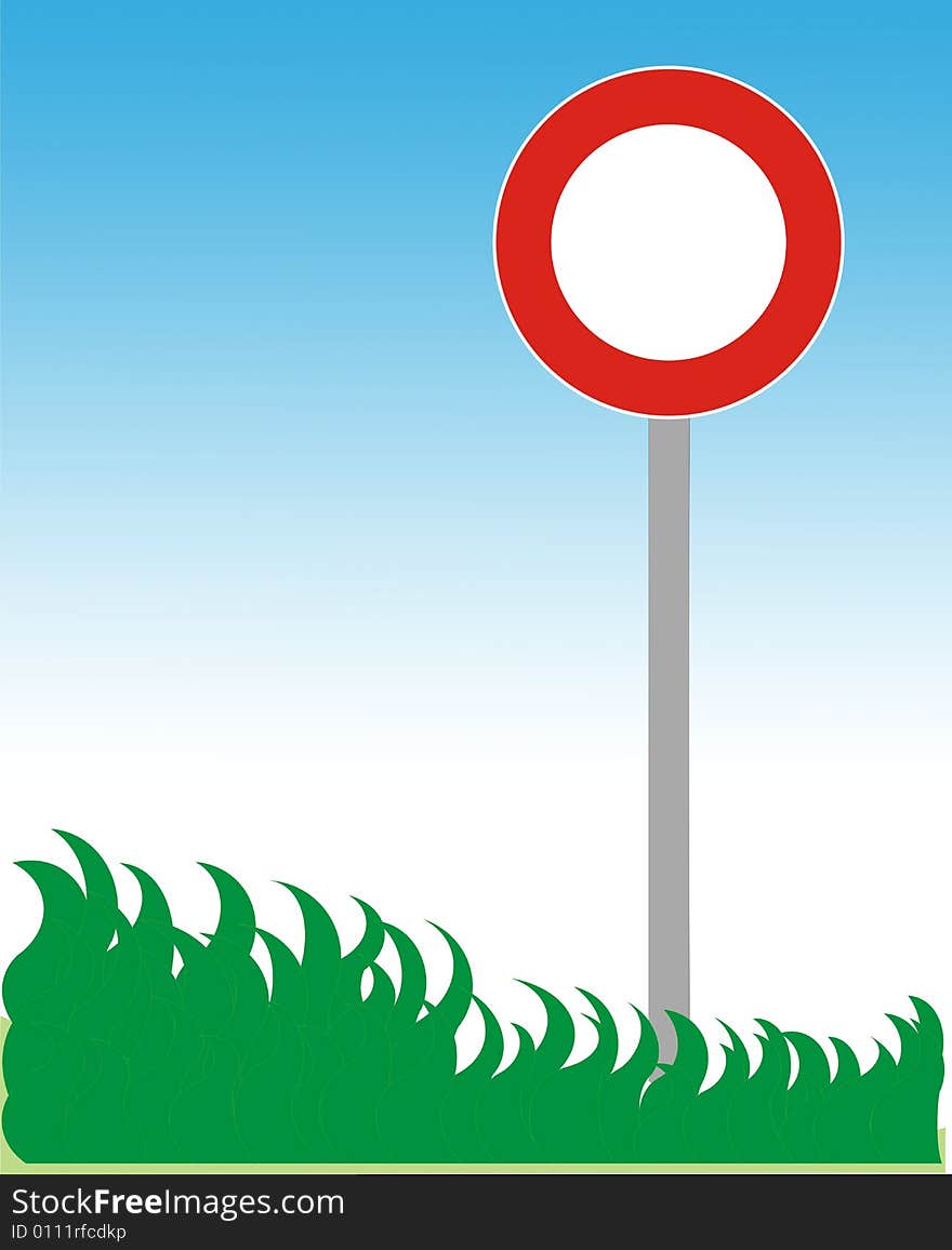 Road sign and grass