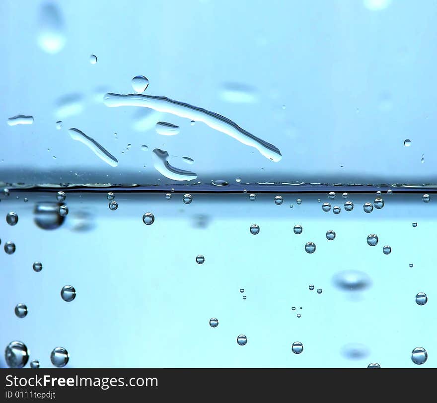 Blue bubbles in mineral water. Blue bubbles in mineral water