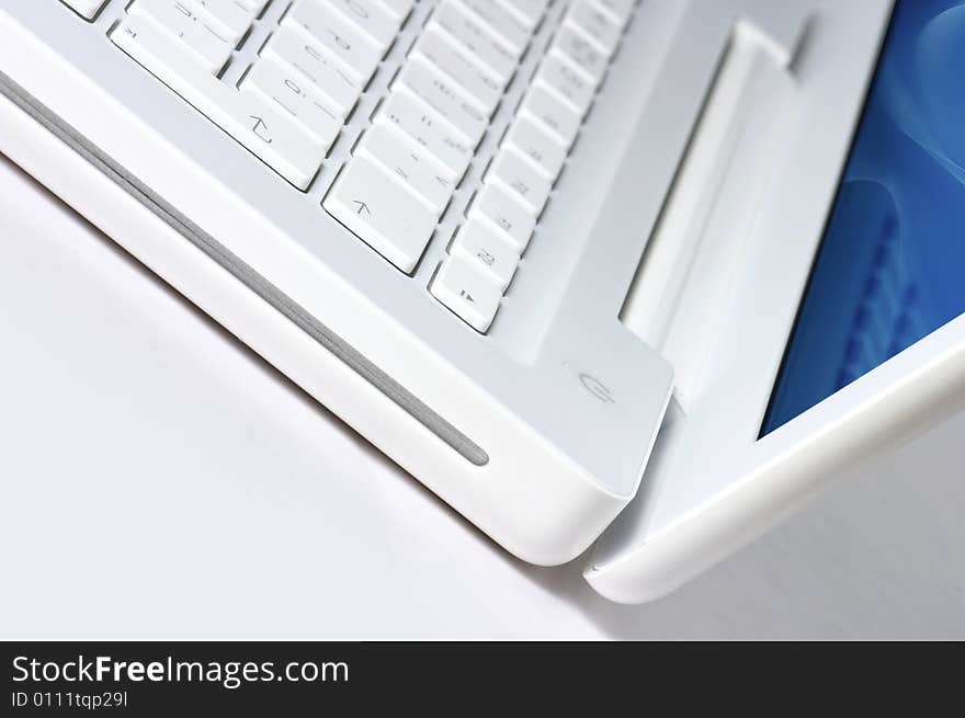 White laptop computer isolated on white background. White laptop computer isolated on white background