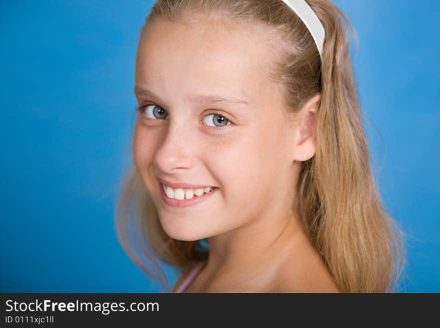 Close-up Face Portrait Of Young Girl