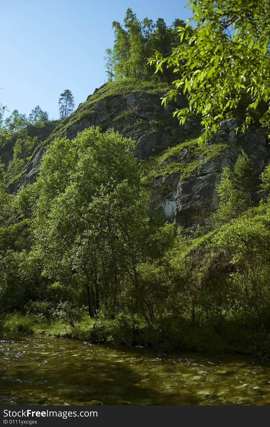 Mountain near the river Sludyanka in Irkutsk region