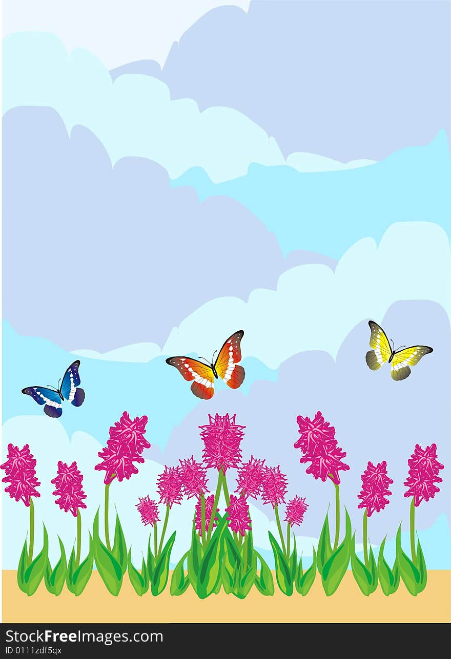 Butterflies and flowers