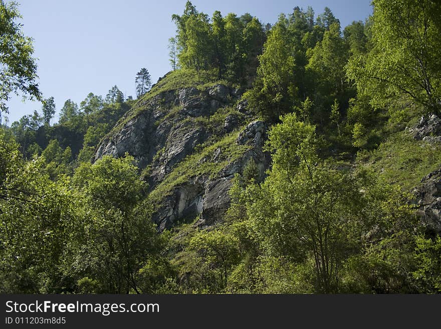 Mountain near the river Sludyanka in Irkutsk region