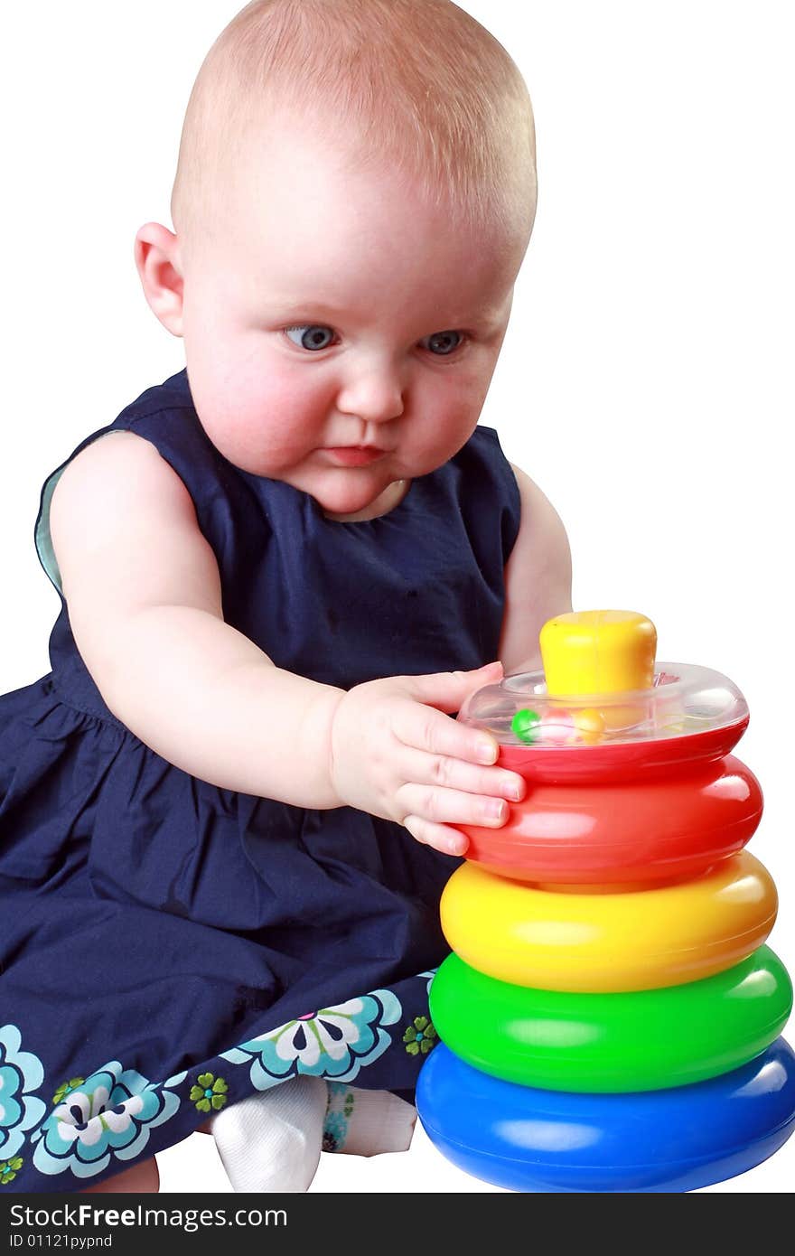 Baby playing with ring toy. Baby playing with ring toy