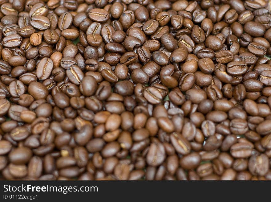 Brown coffee beans background texture