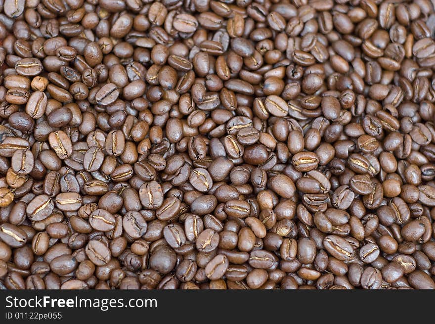 Brown coffee beans background texture