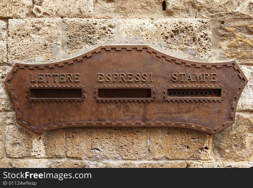 Italian wall box within a wall san gimignano tuscany southern italy europe